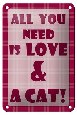 Produktbild von Blechschild Spruch 12x18cm All you need is love & a Cat