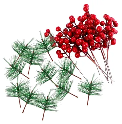 Produktbild von 20 Stück Weihnachtsbeerenzweige in Rot und Grün als Dekoration für Weihnachtsbaum und Fotografie