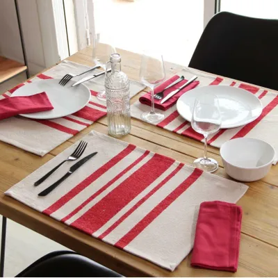 Produktbild von Set mit 4 rustikalen Tischsets aus dicker Baumwolle