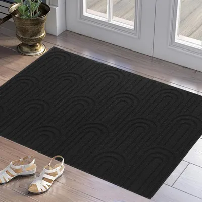 Image de Paillasson intérieur, 50x80 cm, noir, lavable, antidérapant, tapis de protection contre la saleté