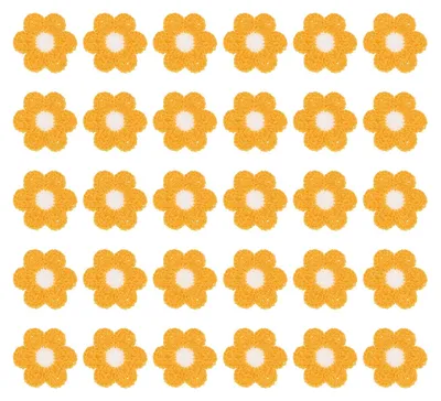 Nähblumen 30 Stück, 35 x 35 mm, Häkelapplikationen, gelb