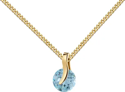 Produktbild von Blauer Topas Edelstein Anhänger 585 Gelbgold Damenanhänger . Mit Kette 45 cm