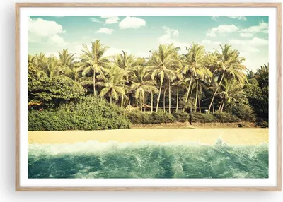 Produktbild von Gerahmtes Poster - Rahmen in heller Eiche - Natur Strand Palmen - 100x70 cm - Wand Bild - Wanddeko - Wandbilder - Kunstposter - Wandposter - Bilderrahmen - Bilder - Kunstdruck - P2NAA100x70-4915