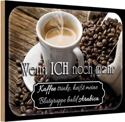 Produktbild von vianmo Holzschild 12x18 cm Kaffee bald Blutgruppe Arabica Essen Trinken