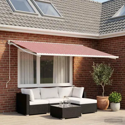 Image de Tissu de remplacement pour stores, rouge et blanc, 250 x 200 cm, en polyester
