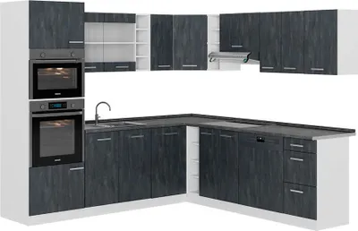 Produktbild von Eckküche Vicco R-Line Schwarz Beton 247 x 60 cm AP Anthrazit, Model 47408
