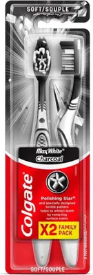 Produktbild von Colgate - Max White Aktivkohle Zahnbürste Weich 2 Stück