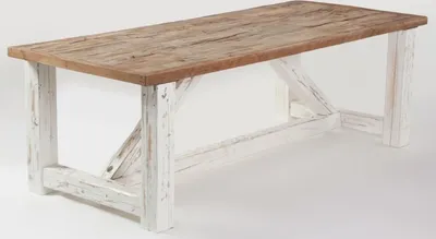 Produktbild von Casa Padrino Landhausstil Esstisch Naturfarben / Weiß - Verschiedene Größen - Rechteckiger Rustikaler Massivholz Küchentisch - Landhausstil Esszimmer Möbel - Rustikale Esszimmer Möbel