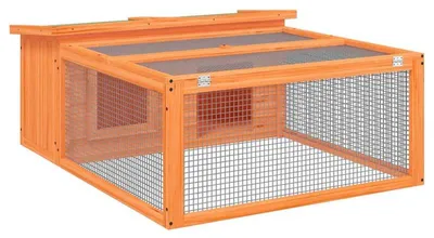 Obrázek produktu pro Králičí ubikace – Venkovní dřevěná bouda – Zvířecí ubikace – Masivní borové dřevo – 117,5 x 97 x 47,5 cm