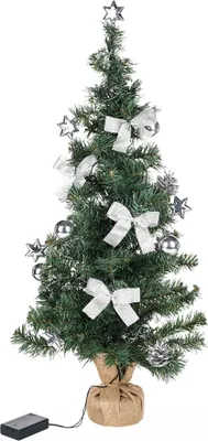Produktbild von LED Weihnachtsbaum, Ornamente silber, Timer, H 75 cm