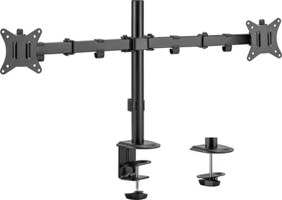 Zdjęcie produktu dla equip - zestaw montażowy (zacisk, otwór w blacie, uchwyt stołowy, zacisk) - uchylny - do 2 konsol LCD/Plazma - tworzywo sztuczne, stal nierdzewna - czarny - rozmiar ekranu: 43,2-81,3 cm (17"-32")