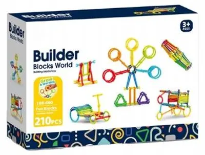 Produktbild von Dromader Konstruktionsbausteine Stäbchen, Farbenfroh, 210 Teile