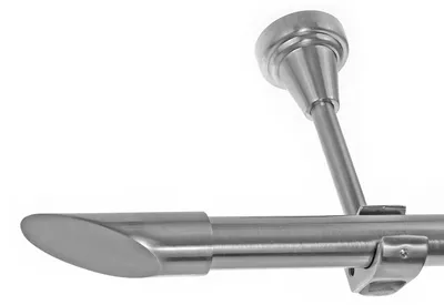Produktbild von Edelstahl Look Gardinenstange 20mm Wandträger 1-läufig Schräge, Länge wählbar H50 E32 R