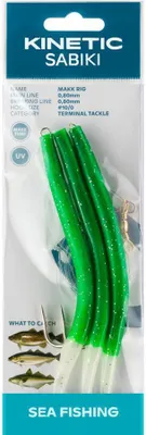 Produktbild von Kinetic Sabiki Fluo Gummi Makk System #6/0 Glow Green Splatter