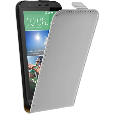 Produktbild von PhoneNatic Kunst-Lederhülle kompatibel mit HTC Desire 510 - Flip-Case weiß + 2 Schutzfolien
