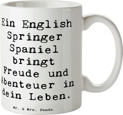 Produktbild von Mr. & Mrs. Panda Tasse Spruch English Springer Spaniel Freude - Weiß - Geschenk, Becher, liebevolle Natur, Pott, und Abenteuer, haferl, Teetasse, Hund, Kaffeebecher