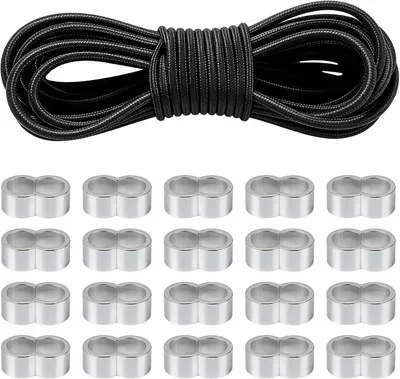 Produktbild von Gummiseil 6 mm x 10 m, schwarz, mit 20 Clips, für Camping