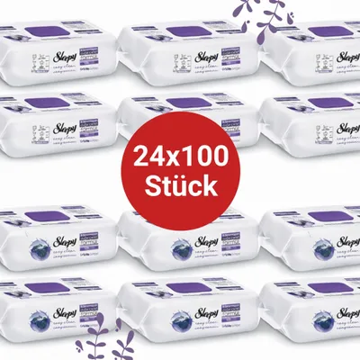 Zdjęcie produktu dla Chusteczki do czyszczenia powierzchni Sleepy Easy Clean – 12 x 100 szt. Orchidea + 12 x 100 szt. Montain | Artykuły gastronomiczne