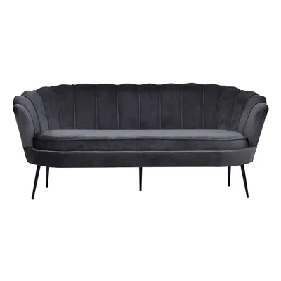 A studio shot of a gray sofa.