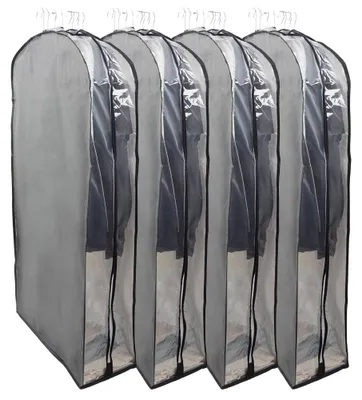 4er-Set Kleidersäcke aus PEVA, 127 cm, hängend, transparent