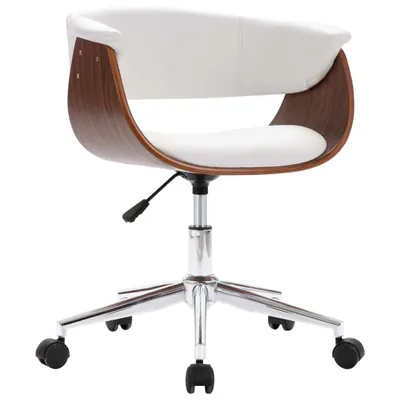 Image de vidaXL Chaise de salle à manger Pivotante Blanc Bois courbé et similicuir