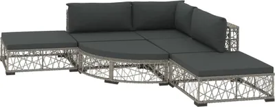 Produktbild von vidaXL 6-tlg. Garten-Lounge-Set mit Kissen Poly Rattan Grau