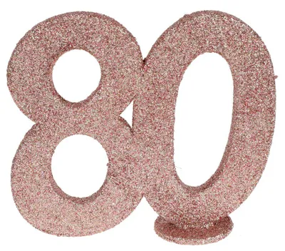 Produktbild von 80. Geburtstag roségold glitzer Tischdekoration 11x 10 cm Zahl 80