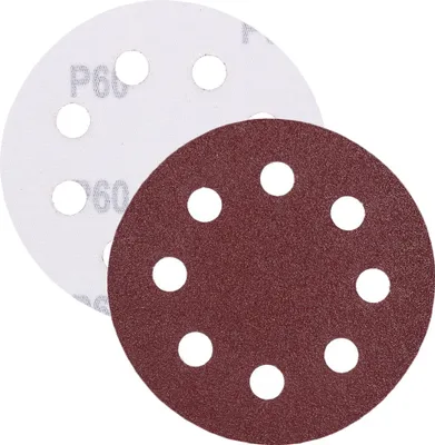 Produktbild von P60 Schleifpapier, Schleifscheibe - Universal (rot) 125mm, 8-fach-gelocht, Papierbasis - 10er Pack