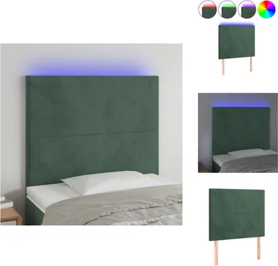 Produktbild von vidaXL LED Kopfteil Dunkelgrün 100x5x118/128 cm Samt -  Kopf- & Fußenden