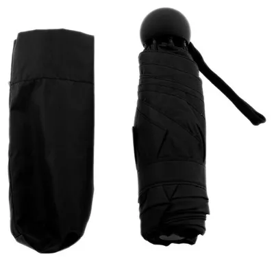 Image de Parapluie de poche télescopique à ouverture manuelle, ø 90 cm - Parapluie avec poignée en plastique noir