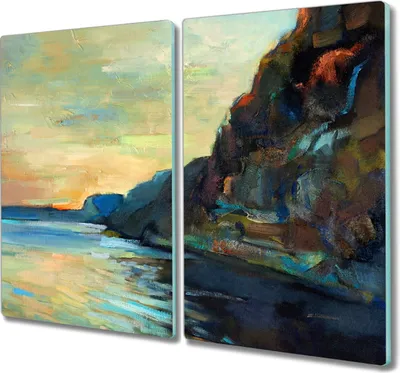 Produktbild von Coloray Hackbrett Herdabdeckplatte 2x30x52 cm Küchenbrett Kochplattenabdeckung Schneidebrett - Seeklippen Meer Landschaft
