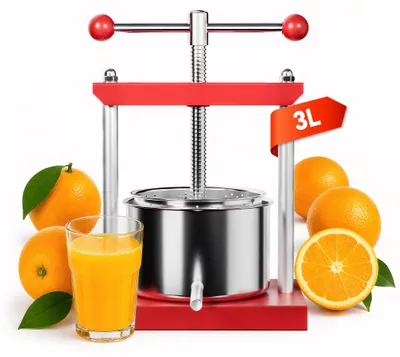 Produktbild von YARDIN 3L Edelstahl Obstpresse Mostpresse Manuelle Apfelpresse Apfelweinpresse Fruchtpresse Saftpresse Weinpresse Edelstahlkorb Handpresse Maischepresse Entsafter