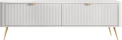 Produktbild von MIRJAN24 TV-Lowboard Lante 2D, TV-Schrank mit zwei Klappen, Metallfüße und Aluminiumgriffe (Farbe: Weiß)