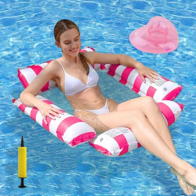 Produktbild von Aufblasbare Wasserliege 4-in-1 mit Getränkehalter und Luftpumpe