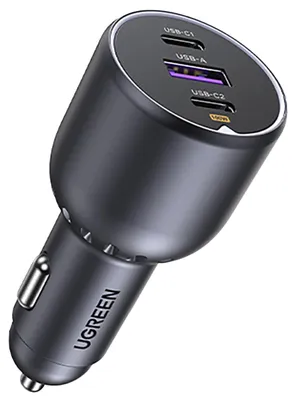 Obrázok produktu pre Ugreen 130W 3-Port Fast Car Char gray, Auto, Zapaľovač, Šedá