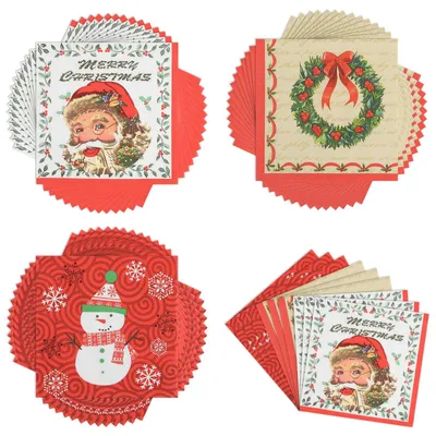 Weihnachtsservietten, 60 Stück, 3 Designs, 33x33 cm, Papier