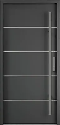 Produktbild von Eingangstür aus Stahl, voll und Edelstahl H207 x B100 cm anthrazit - Stärke 68 mm - DIN links - LUSADA