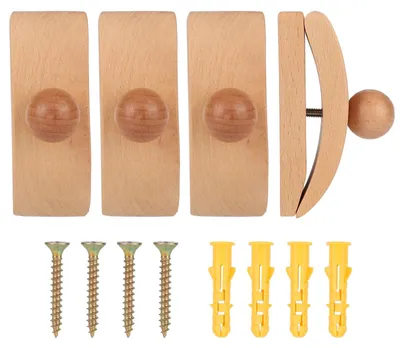 4er Set Quilthänger aus Holz, Wandteppichhalter, Ballstil