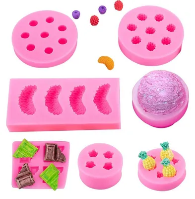 Obrázok produktu pre Sada silikónových foriem, 7 kusov, formy na ovocie vhodné na výrobu sviečok, mydiel, čokolády a cupcakes