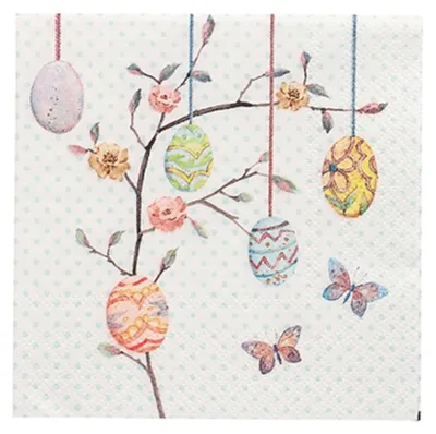 Produktbild von Servietten, 3-lagig 1/4-Falz 25 cm x 25 cm "Easter Branch"