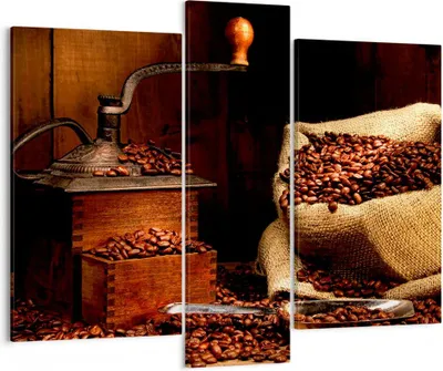 Produktbild von Bild auf Leinwand - Leinwandbild - Frühstück Schokolade Kaffee Bohnen - 95x80cm - Wand Bild - Wanddeko - Leinwanddruck - Bilder - Kunstdruck - Leinwand bilder - Wandkunst - CB95x80-2163