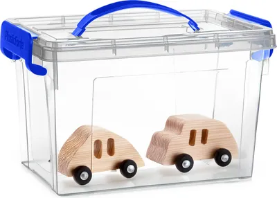 Produktbild von Aufbewahrungsbox mit Deckel - transparent blau - 6 Liter - 25 x 19 x 17 cm - Kunststoff