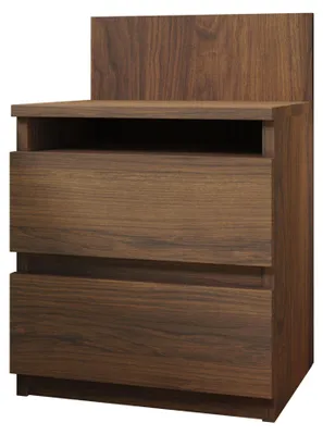 Produktbild von MIRJAN24 Nachttisch  Malwa M1, Stilvoll Nachtkonsole mit 2 Schubladen, Schlafzimmer, Modern Kollektion (Nuss Warmia), KI-generiertes Bild