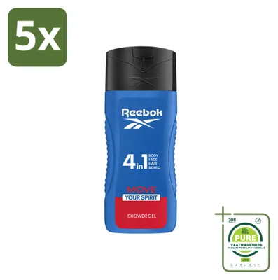 Obrázek produktu pro 5 kusů sprchového gelu Reebok Move Your Spirit 4-in-1, objem 400 ml, velkopack