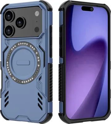 Produktbild von Magnetisch Hülle für iPhone 17 Pro, Hybrid PC TPU Bumper Stoßfestes Loch Wärmeableitung Handyhülle Blau