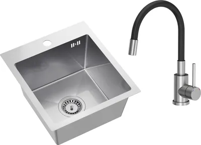Produktbild von VBChome Edelstahlspüle mit Armatur 40 x 45 cm Gebürsteter Edelstahl Einbauspüle mit Hahnloch Edelstahl Küchenspüle Spüle Groß Becken Ablaufgarnitur Siphon Edelstahlspüle Gebürstet mit Armatur