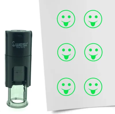 Produktbild von CombiCraft Selbstfärbender Stempel 'Lustiger Smiley' in der Farbe Grün, Ø10mm