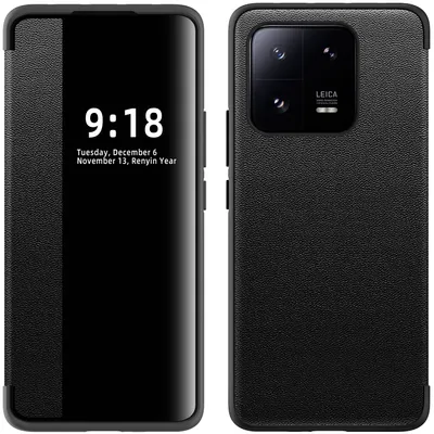 Obrázek produktu pro Pouzdro pro Xiaomi 13 Pro tenkéPolyuretankožené klopové pouzdro s okénkem pro zobrazení černé