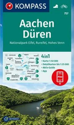 Immagine prodotto di Carta escursionistica KOMPASS 757 Aquisgrana, Düren, Parco nazionale dell'Eifel, Rureifel, Alto Fens 1:50.000