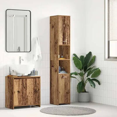 Obrázek produktu pro vidaXL Koupelnová skříňka vzhled starého dřeva 30x30x183,5 cm materiál na bázi dřeva